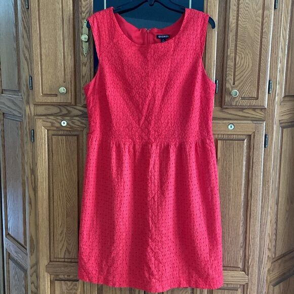 George Rock and Red Eyelet Cap Sleeve Fit and Flare Knee Length Casual Dress - Picture 13 of 13